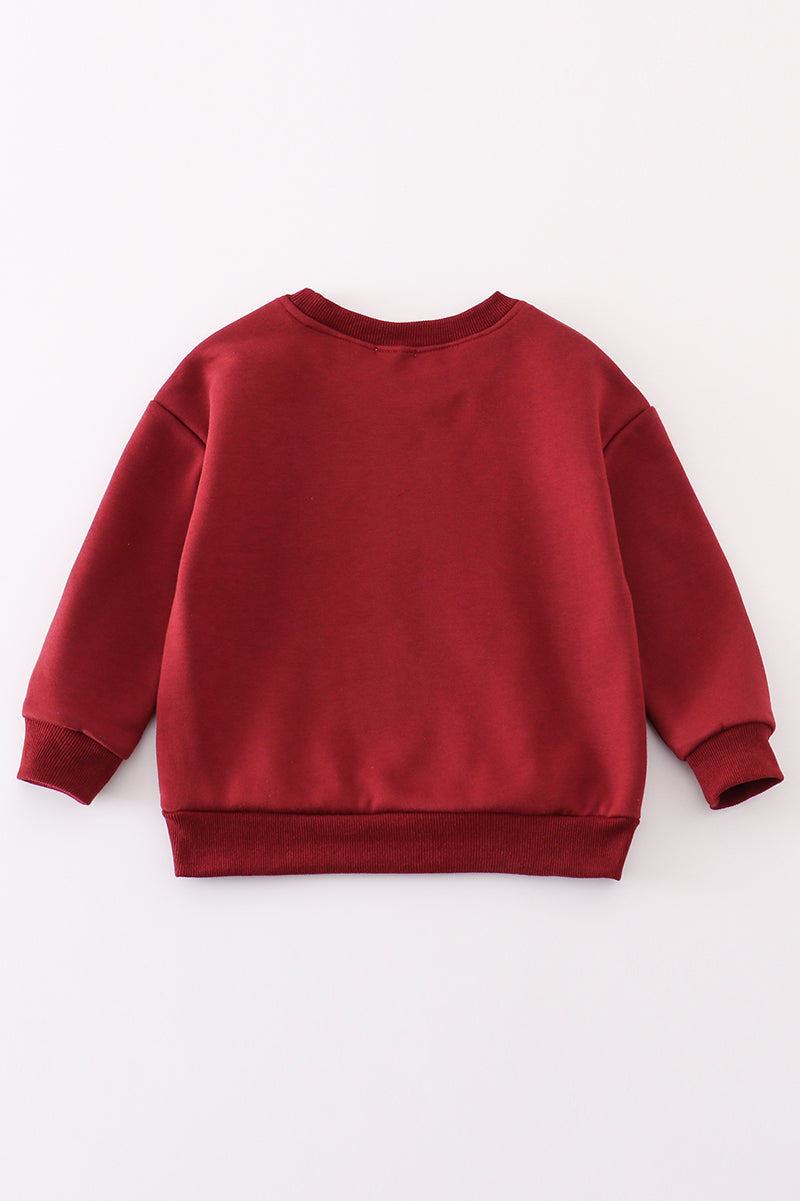 Maroon Mama & Mini Applique Fleece Sweatshirt