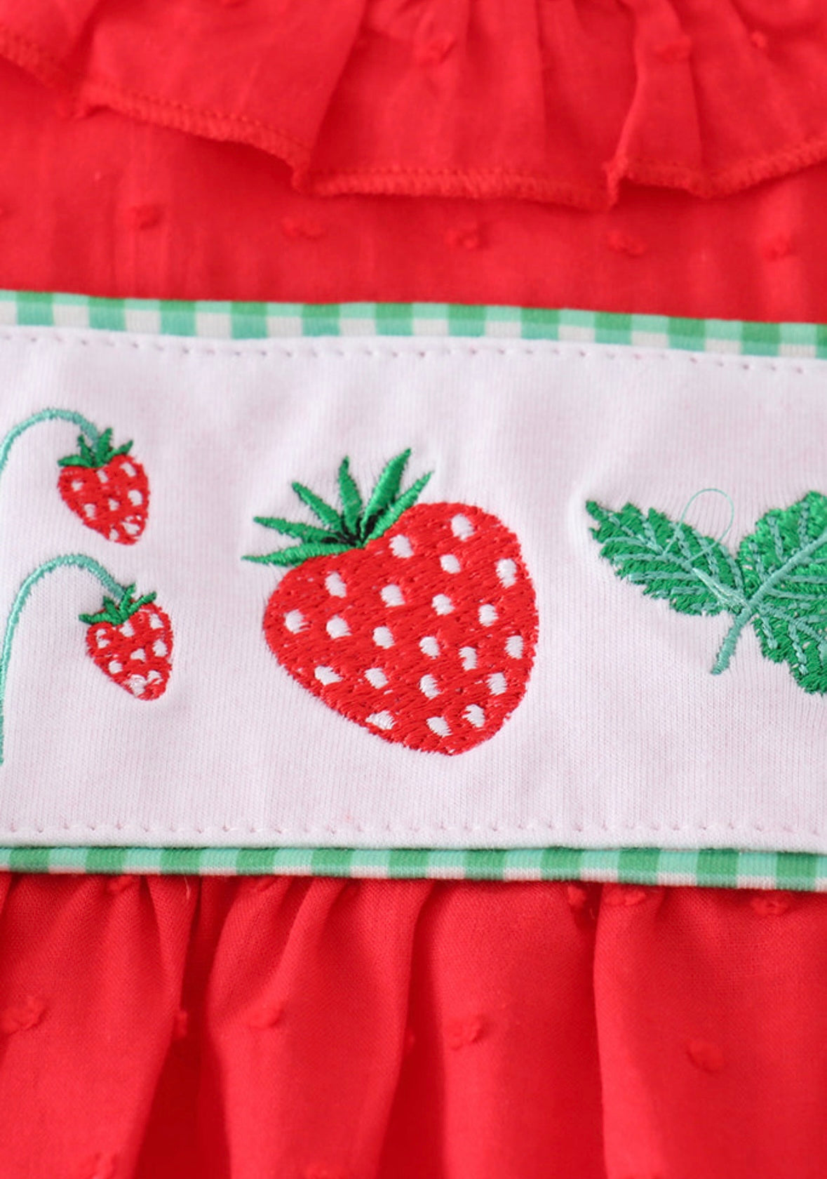 Red Strawberry Embroidered Short Set