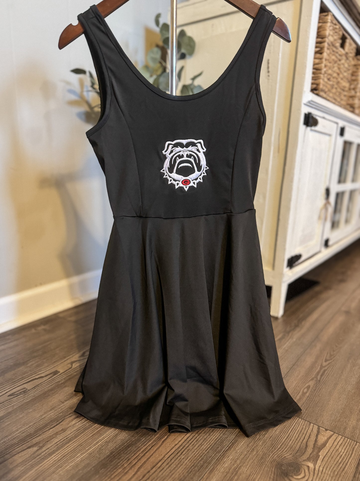 Game Day Twirl White Bulldog Athletic Dress