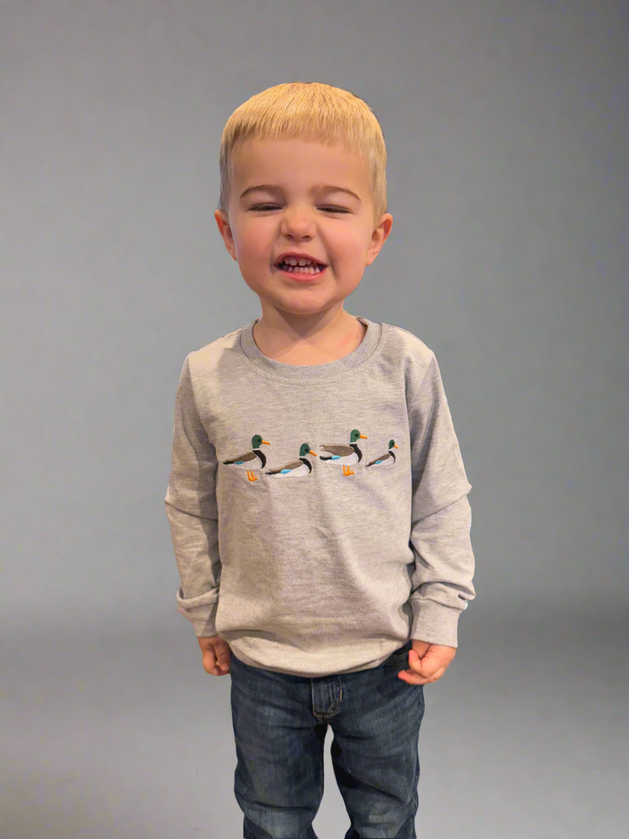 Grey Duck Embroidery Long Sleeve Shirt