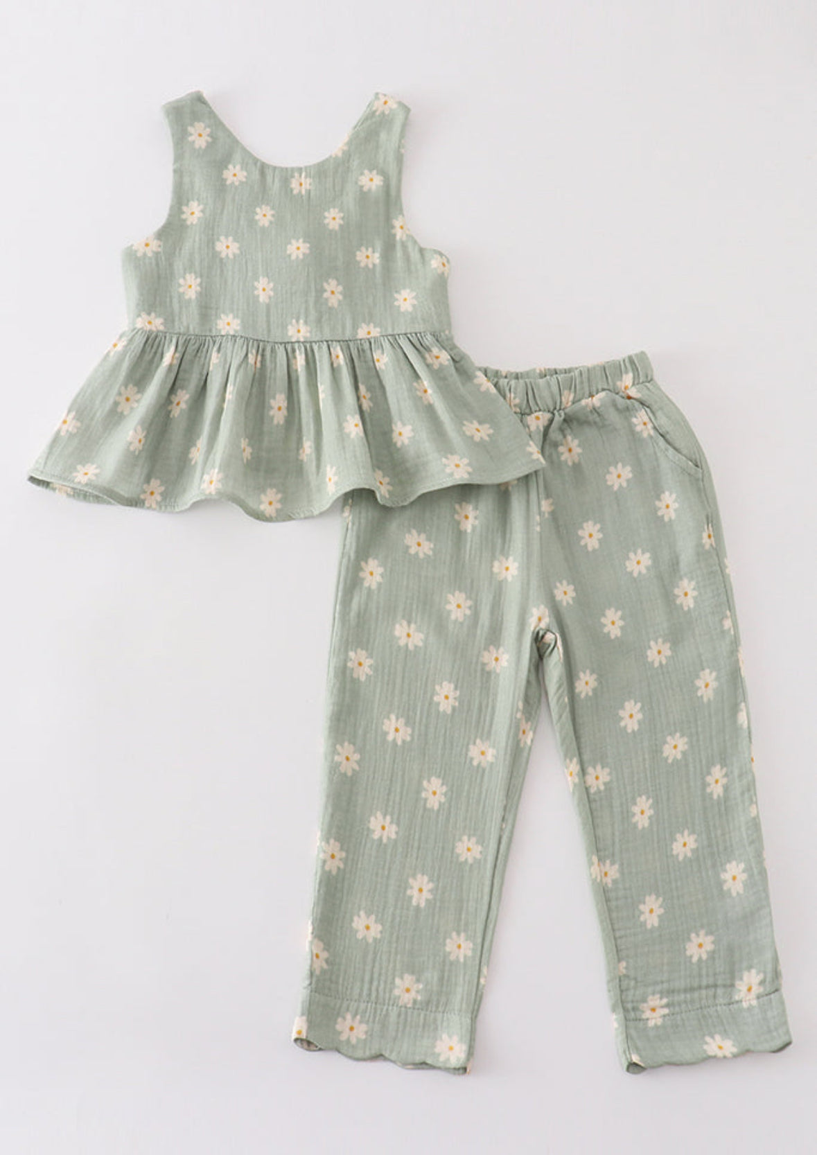 Sage Muslin Daisy Set