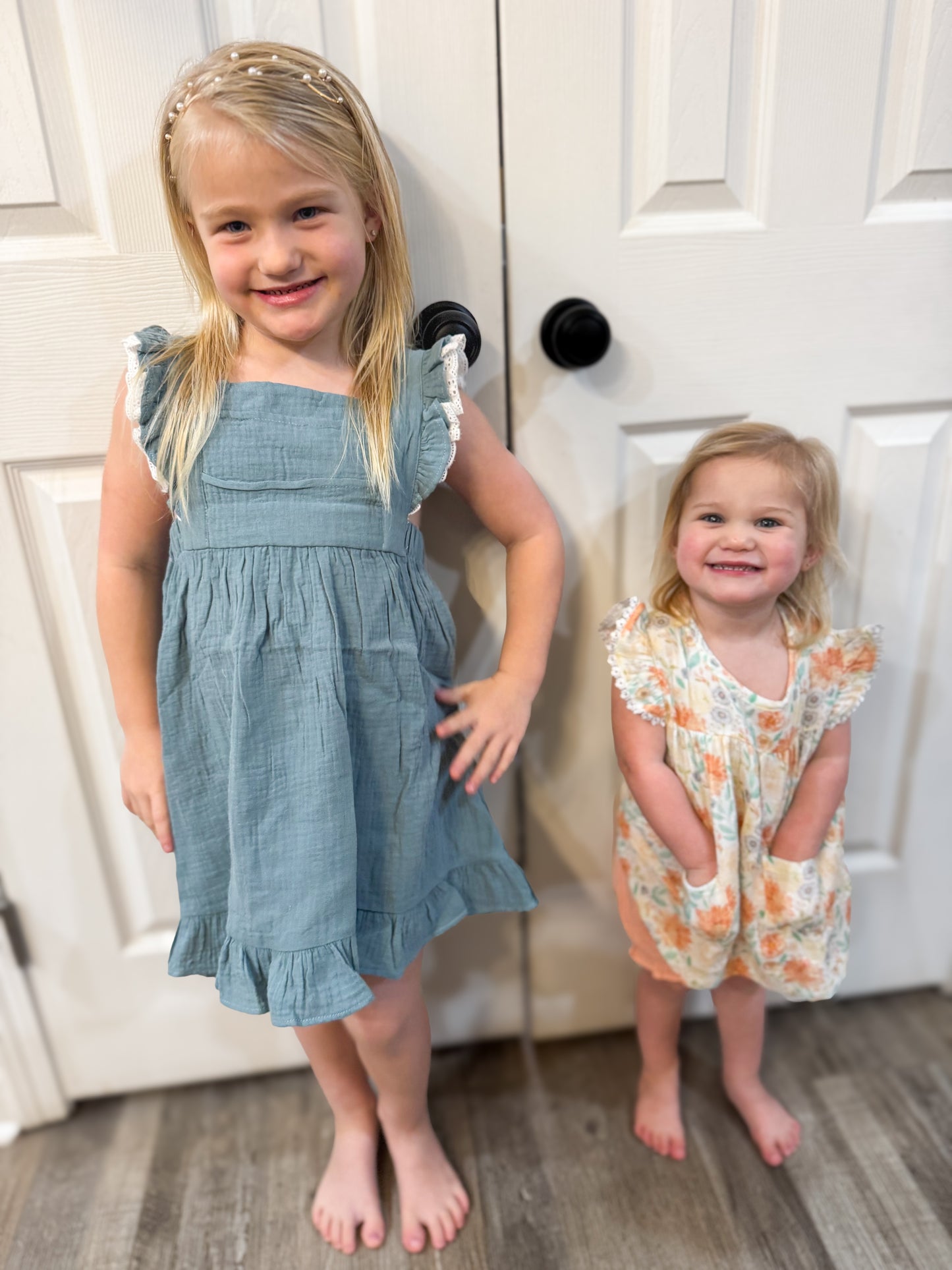 Blue Muslin Ruffle Dress