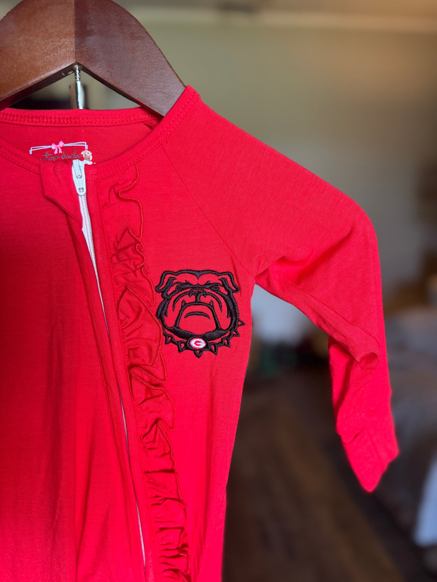 UGA Bamboo Ruffle Sleeper