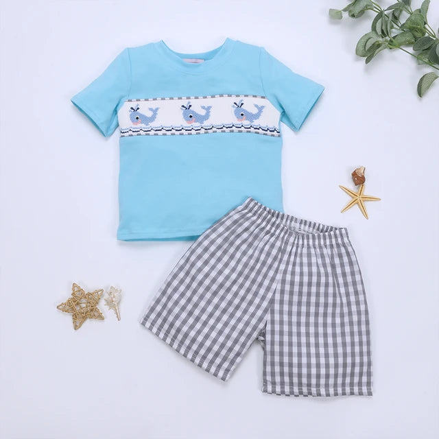 Blue Whale Shorts Set