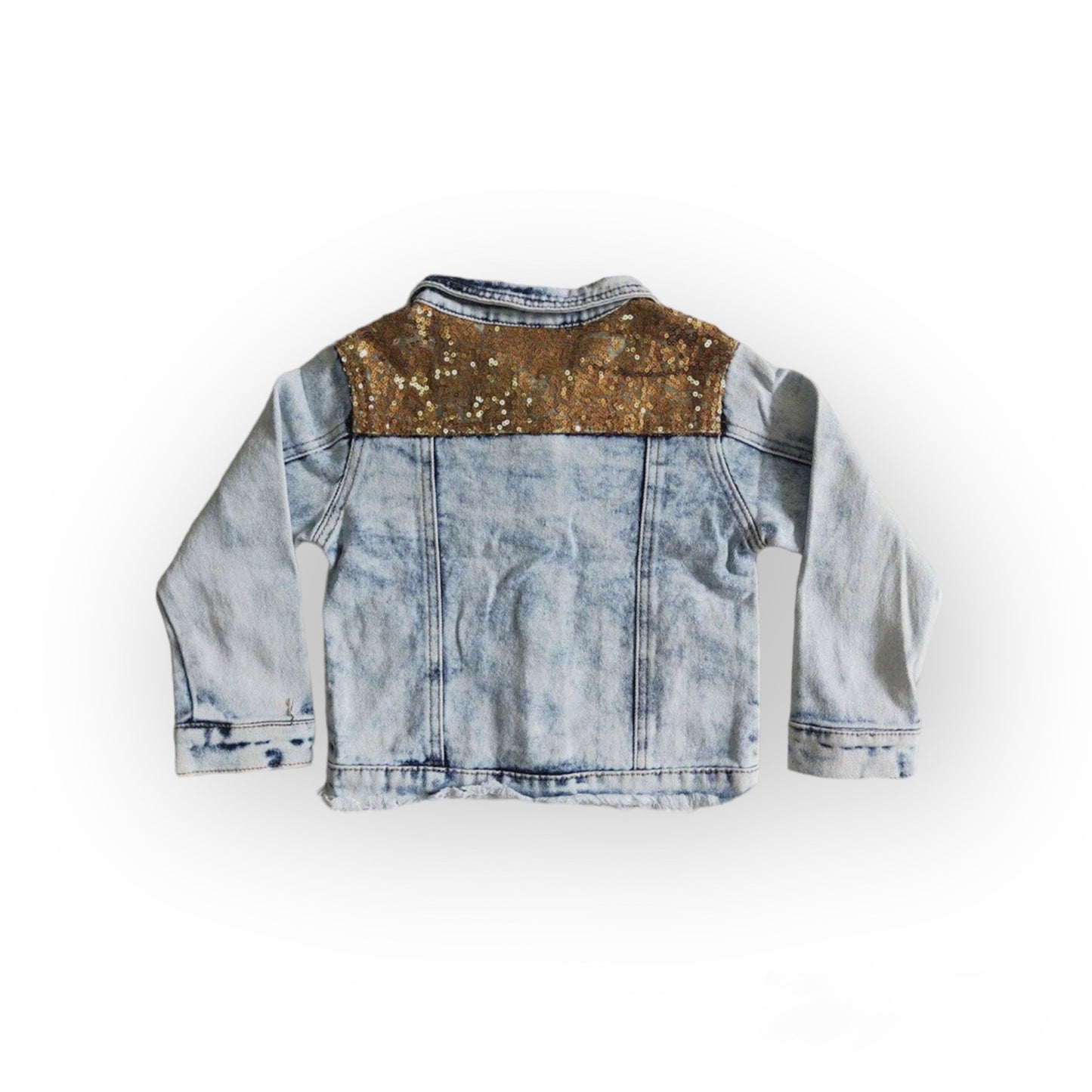 Gold Sequin Denim Girls Jacket