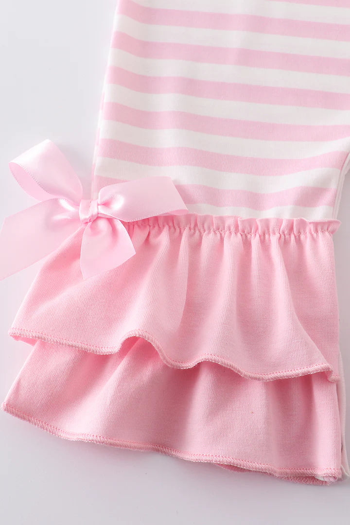 Pink Rabbit Carrot Applique Ruffle Girl Romper