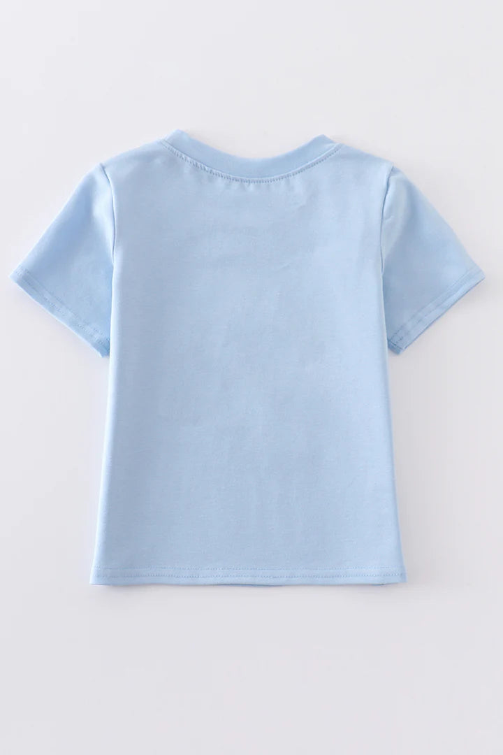 Blue Rabbit Carrot Applique Boy Top