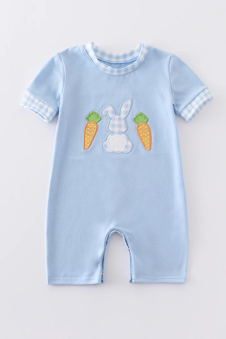 Blue Rabbit Carrot Applique Romper