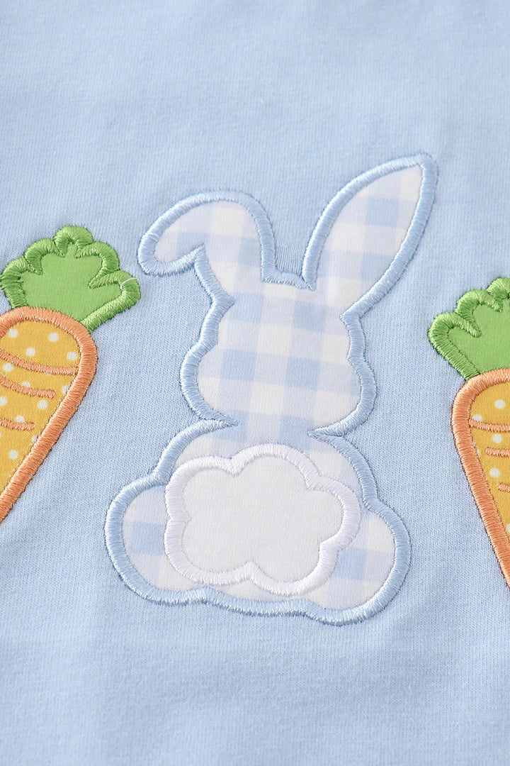 Blue Rabbit Carrot Applique Romper