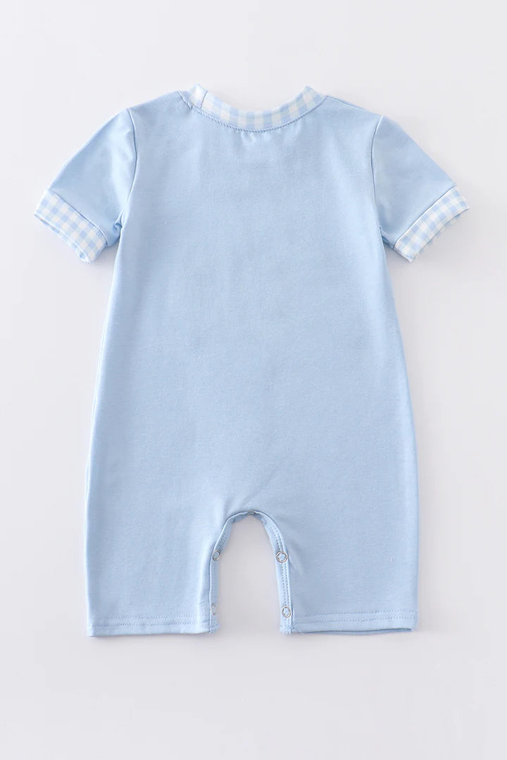 Blue Rabbit Carrot Applique Romper