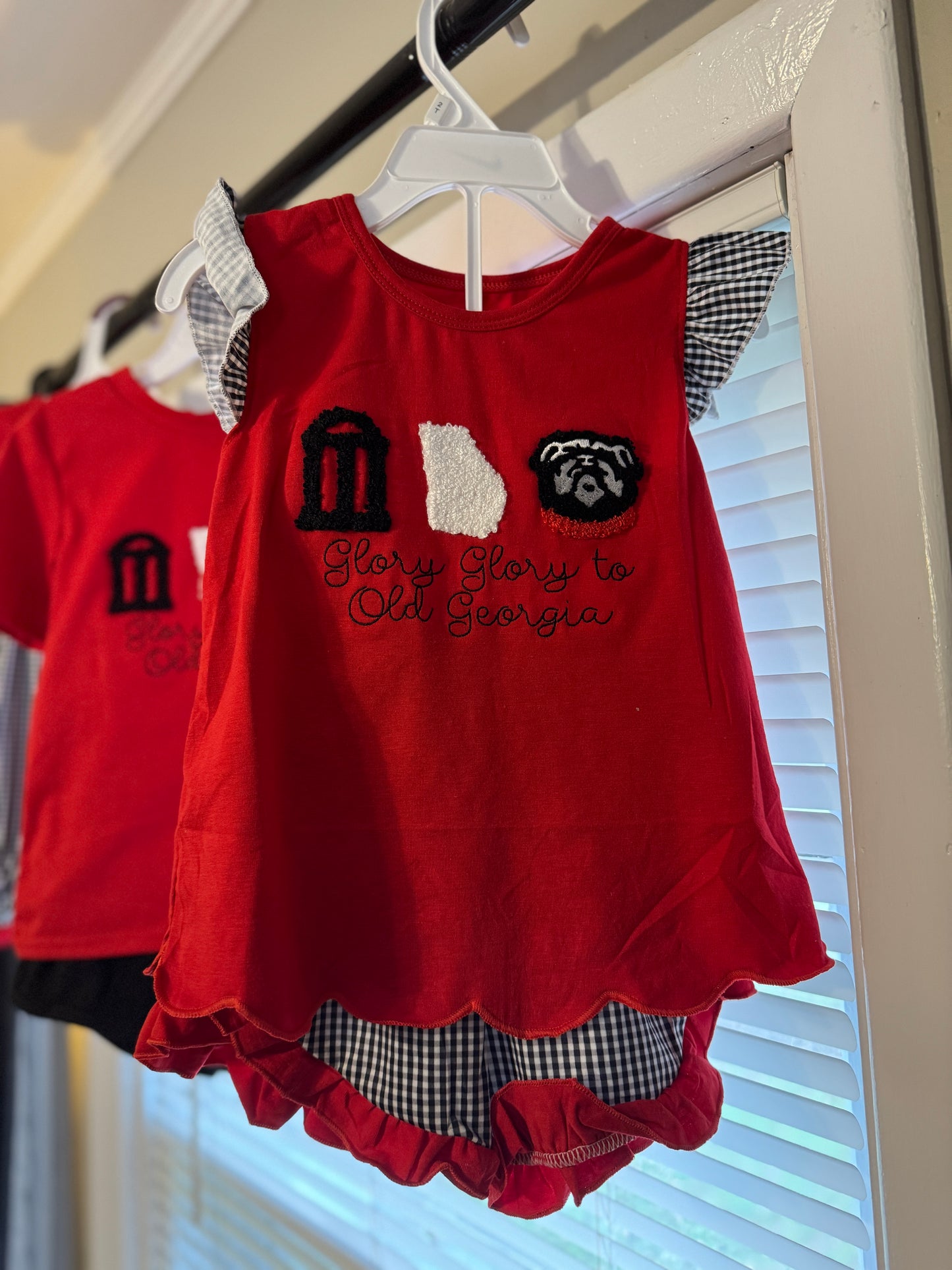 Glory Glory to Old Georgia Girls Ruffle Shorts set