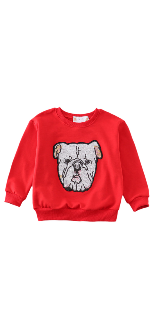 Red Sequin Georgia Bulldog Girl Sweater