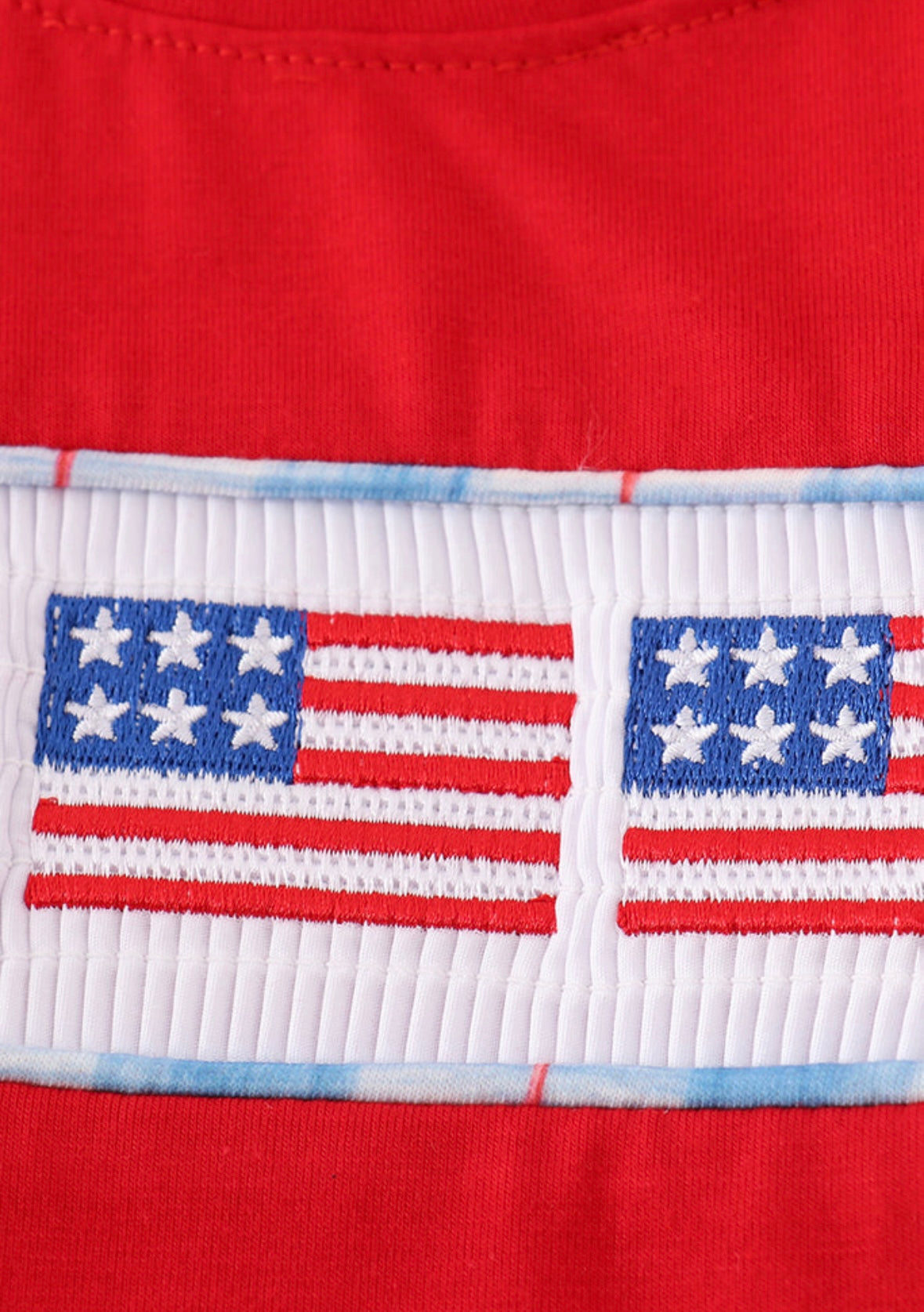 Flag Embroidery Smocked Shirt
