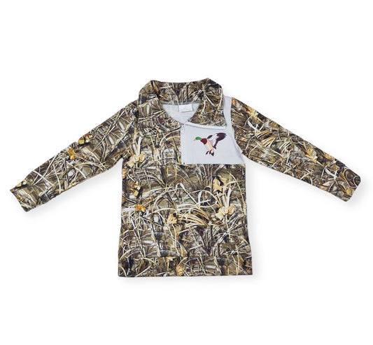 Camo Duck Quarter Zip Boy Pullover