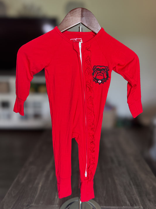 UGA Bamboo Ruffle Sleeper