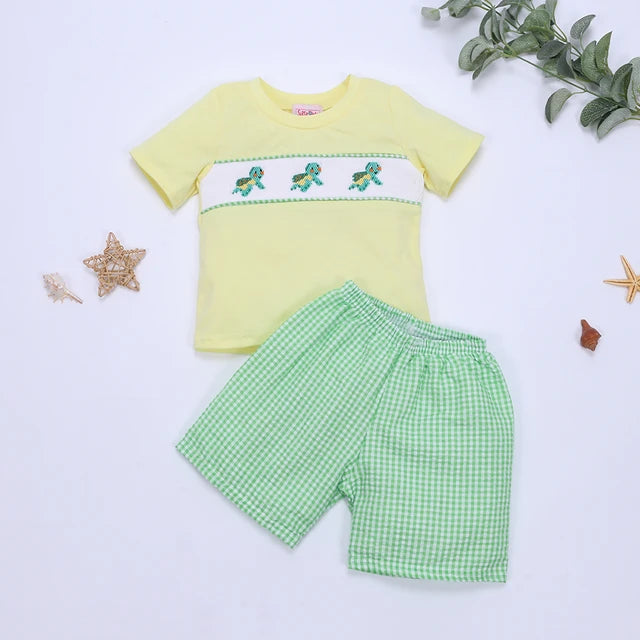 Yellow Turtle Shorts Set