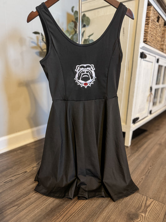 Game Day Twirl White Bulldog Athletic Dress