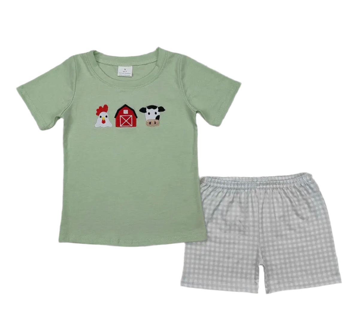 Boys Farm Embroidered Short Set