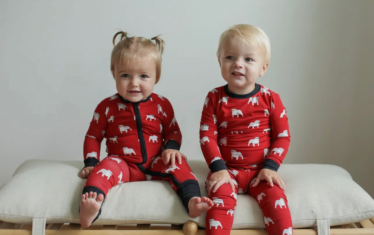 Red Bulldog 2 Piece Bamboo Pajama Set