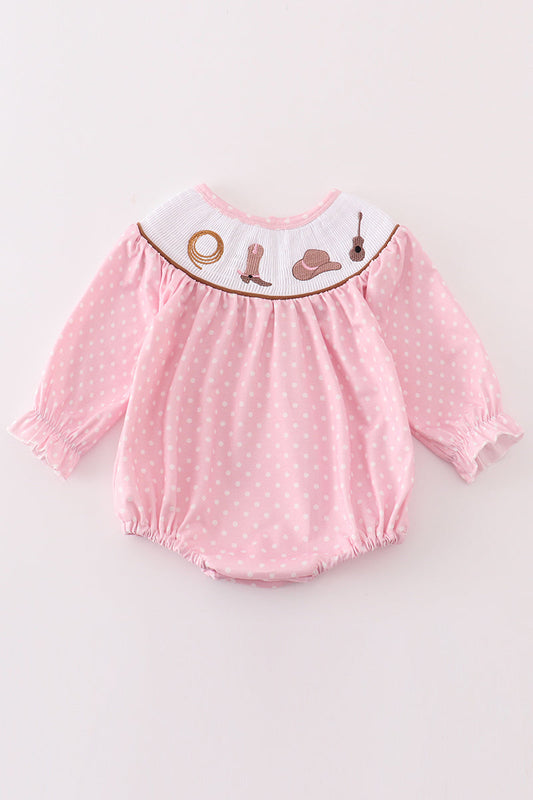 Pink Western Smocked Bubble