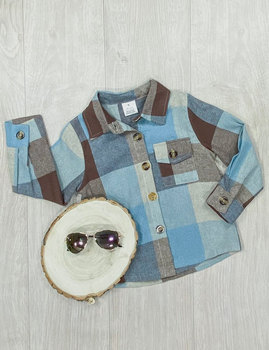 Blue Flannel Boys Button Up Shirt