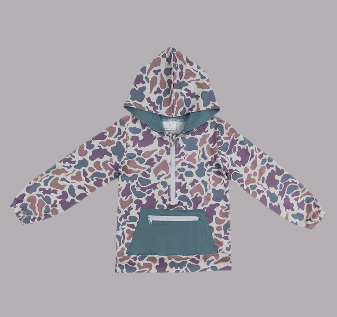 Hooded Zip Camo Pullover