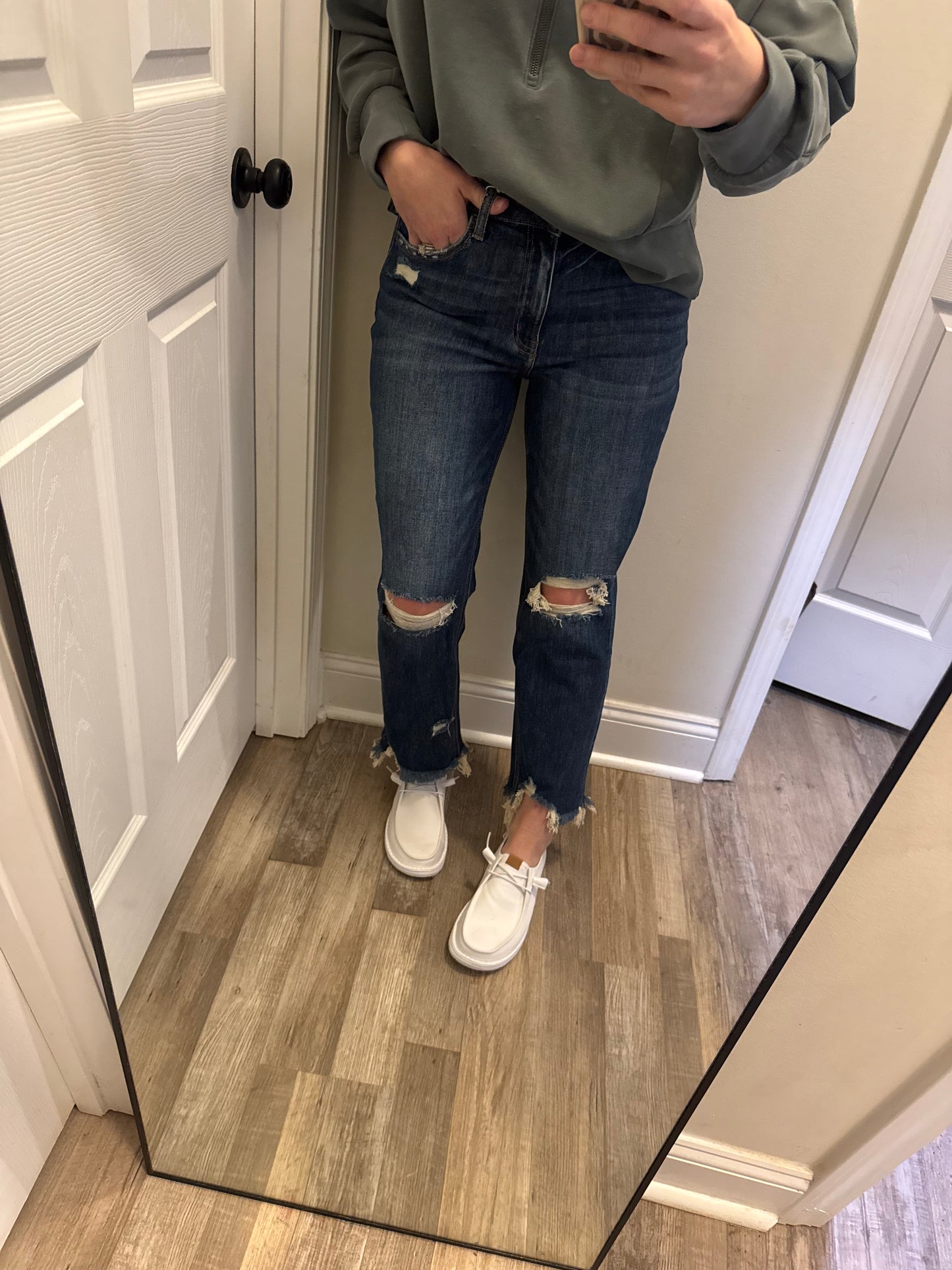 High Rise Crop Straight Jeans Vervet