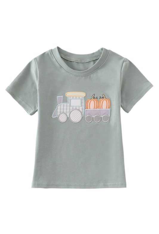 Green Train Pumpkin Boy Top