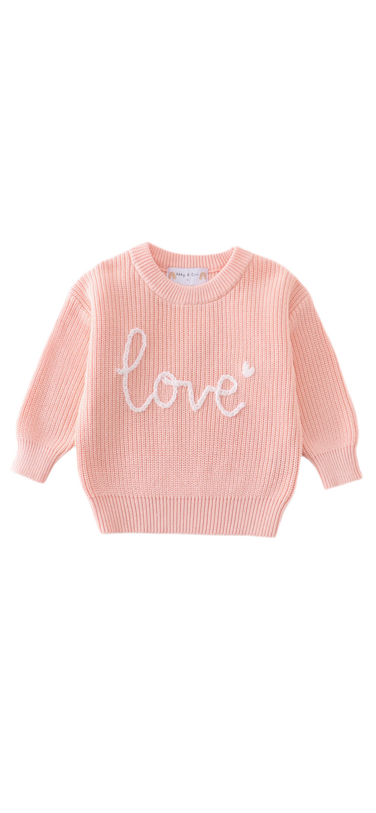 Embroidered LOVE Pink Sweater