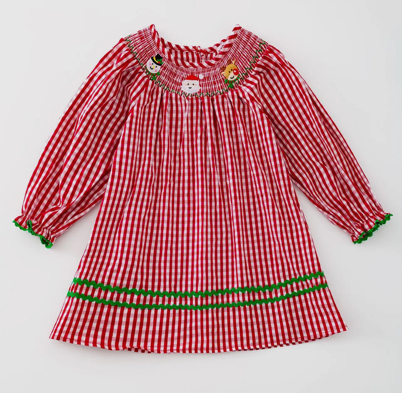 Red Gingham Smocked Christmas Dress