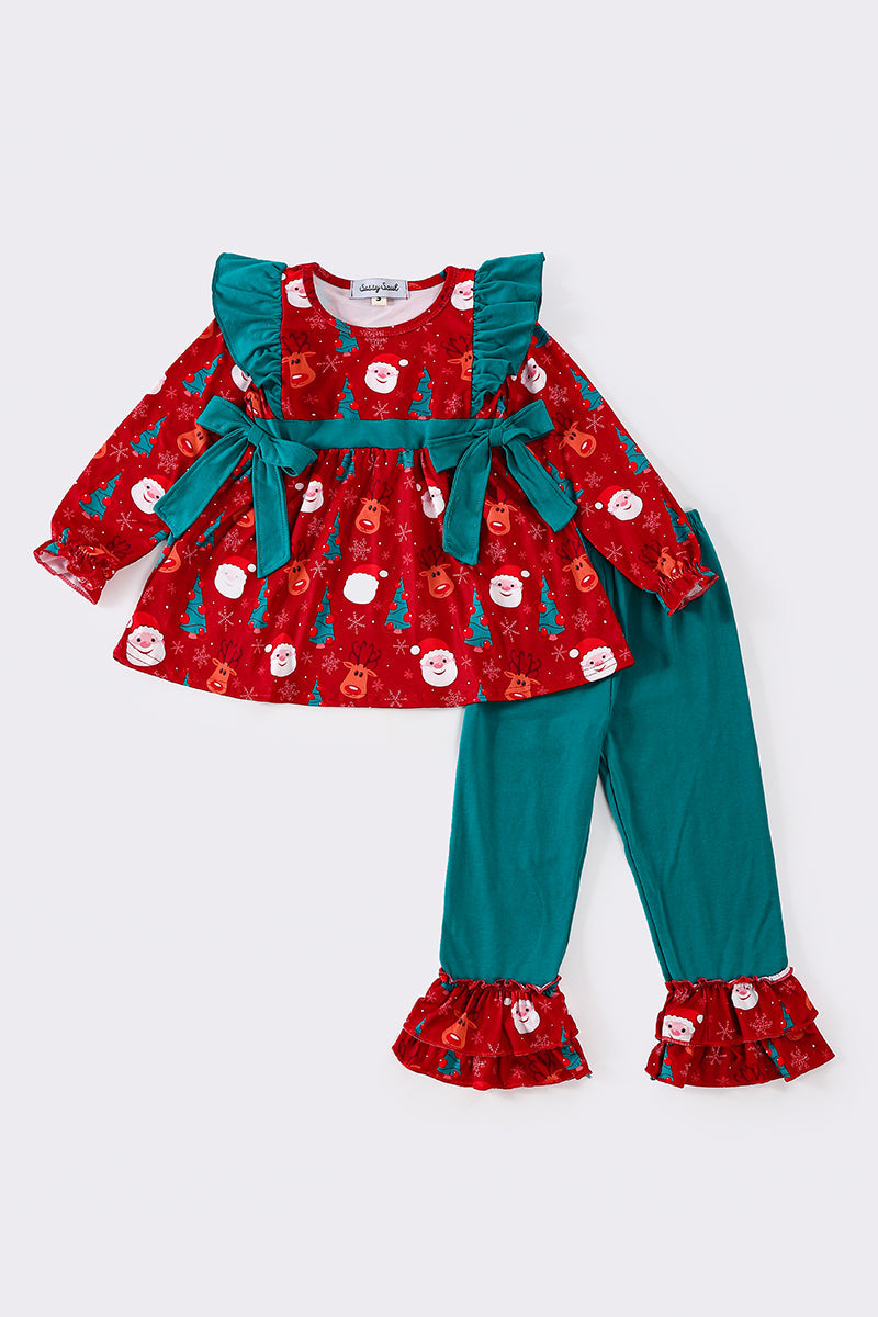 Red Santa Christmas Pants Set