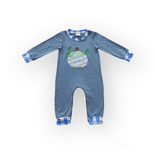 Blue Pumpkin Boy Romper