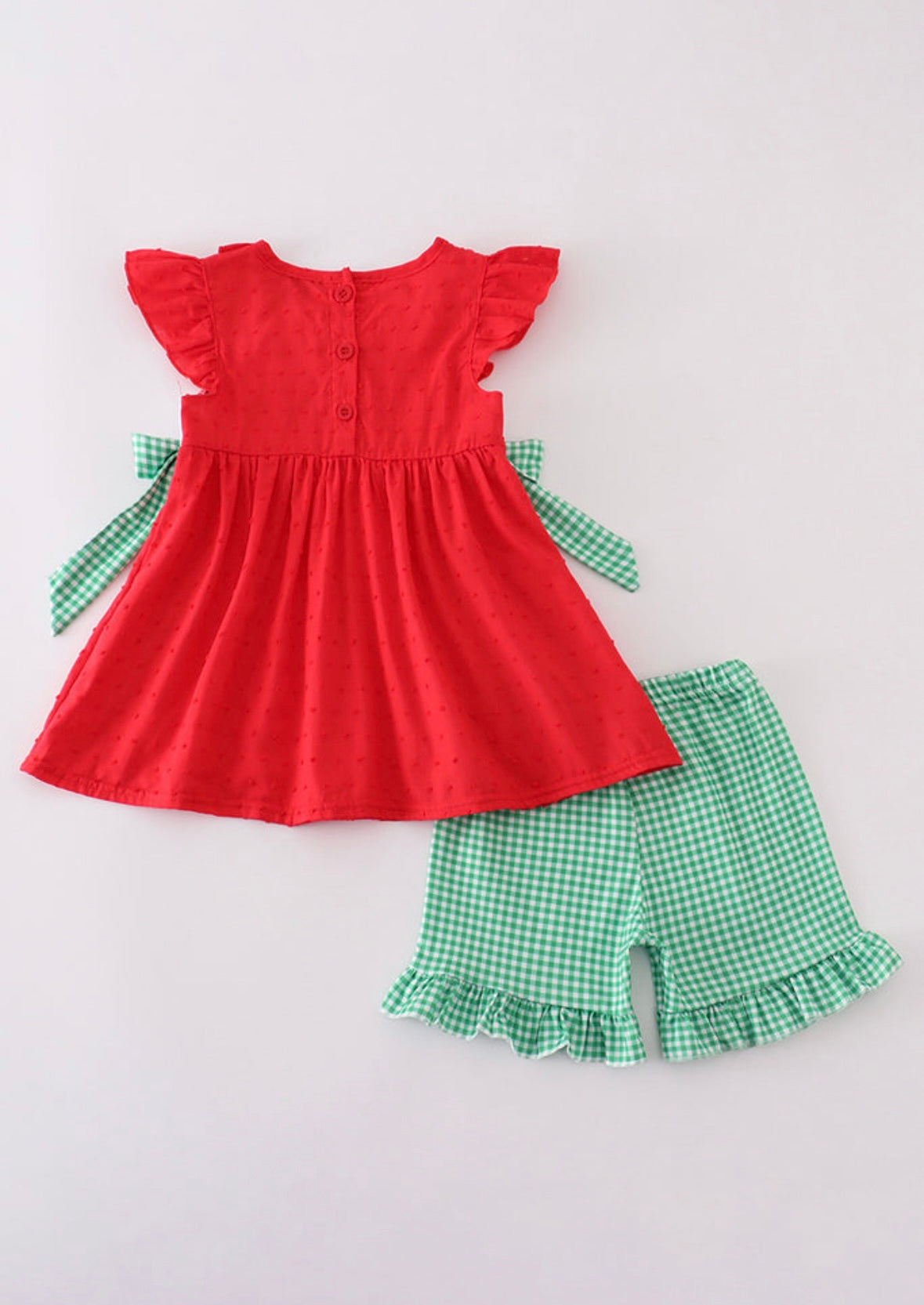 Red Strawberry Embroidered Short Set