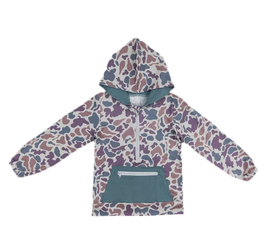 Hooded Zip Camo Pullover