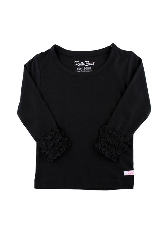 Black Ruffled Long Sleeve Layering Tee