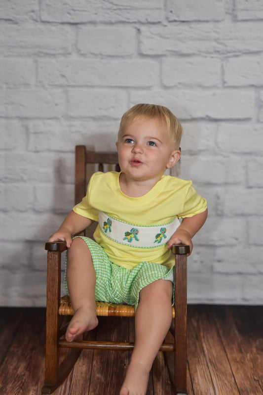 Yellow Turtle Shorts Set