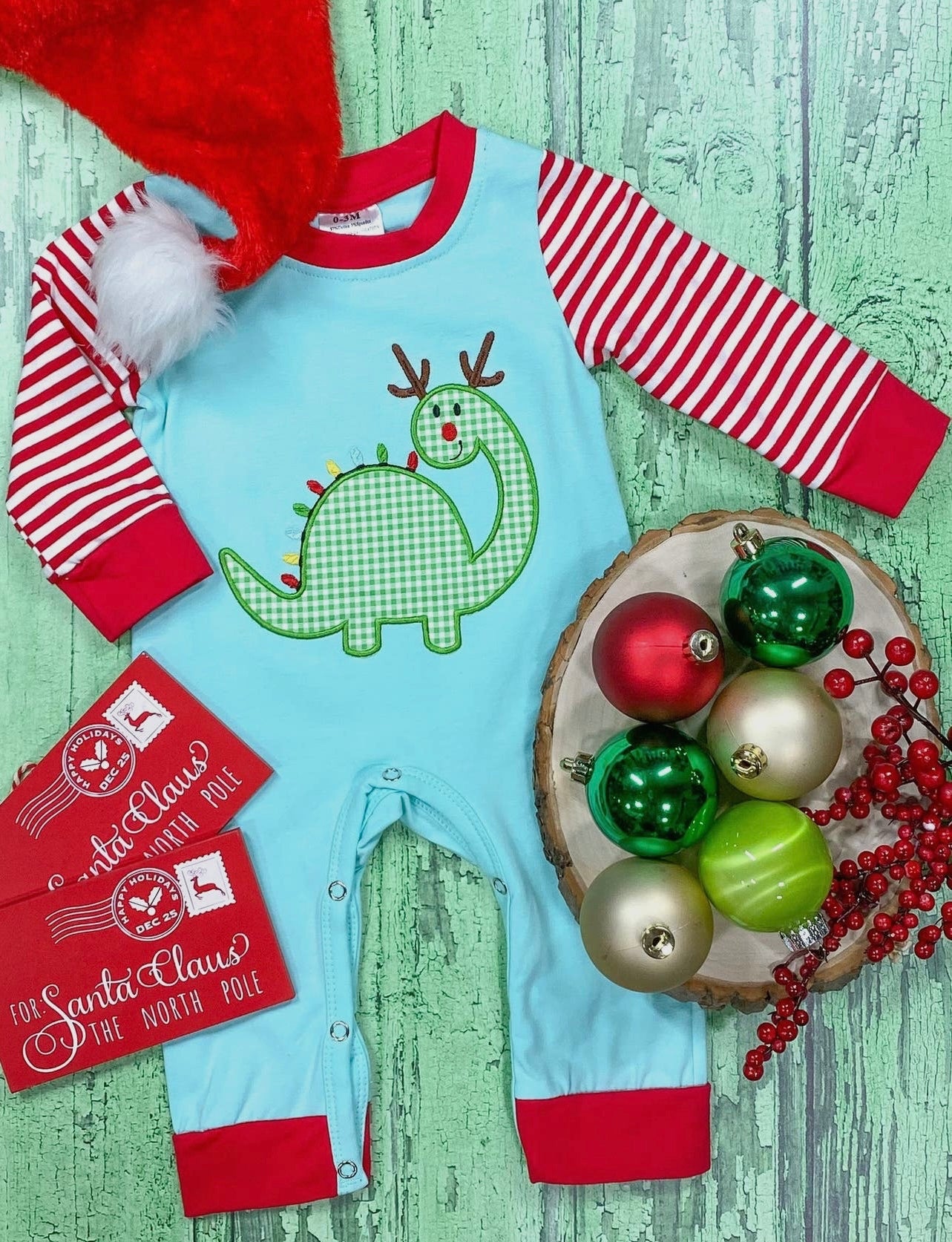 Dino-Merry Christmas Boys Onesie