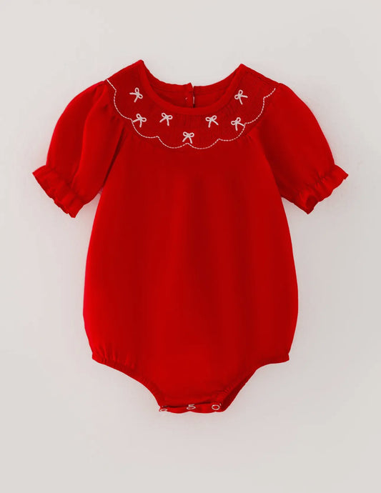 Little Red Bow-tiful Smocked Bubble