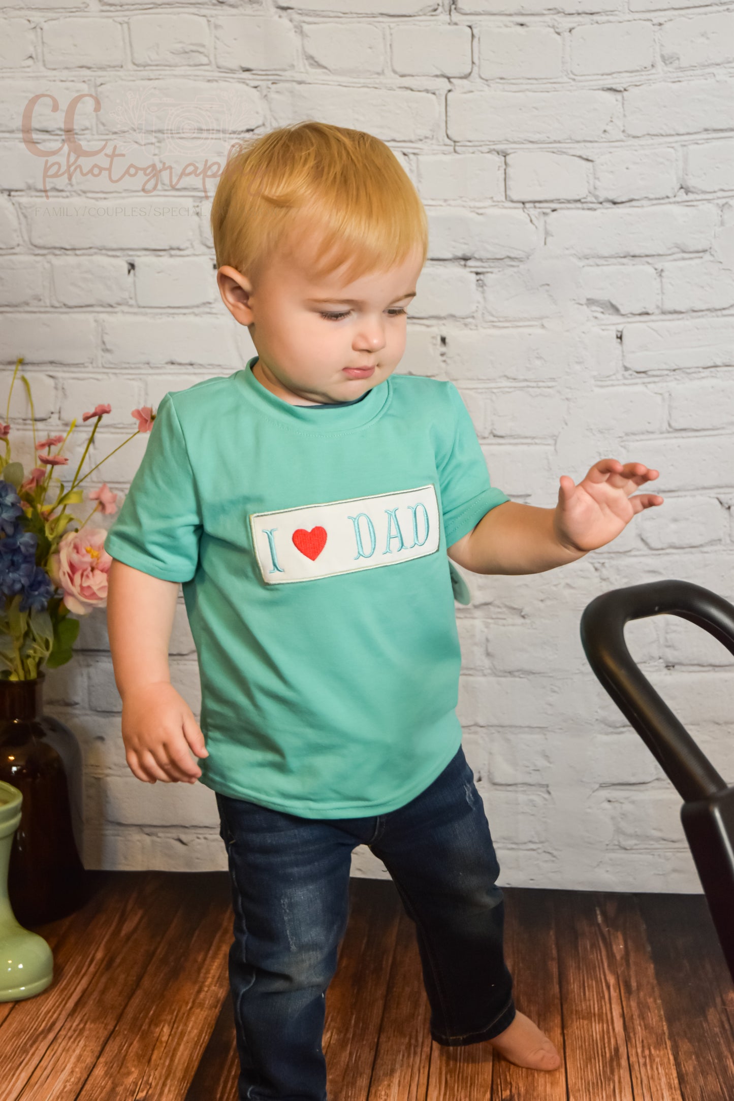 Boy I Love Dad Embroidery Shirt