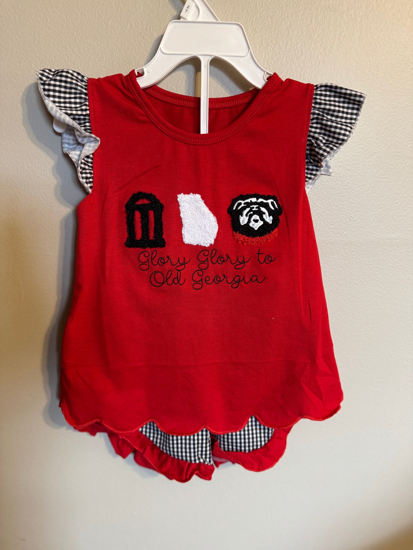 Glory Glory to Old Georgia Girls Ruffle Shorts set