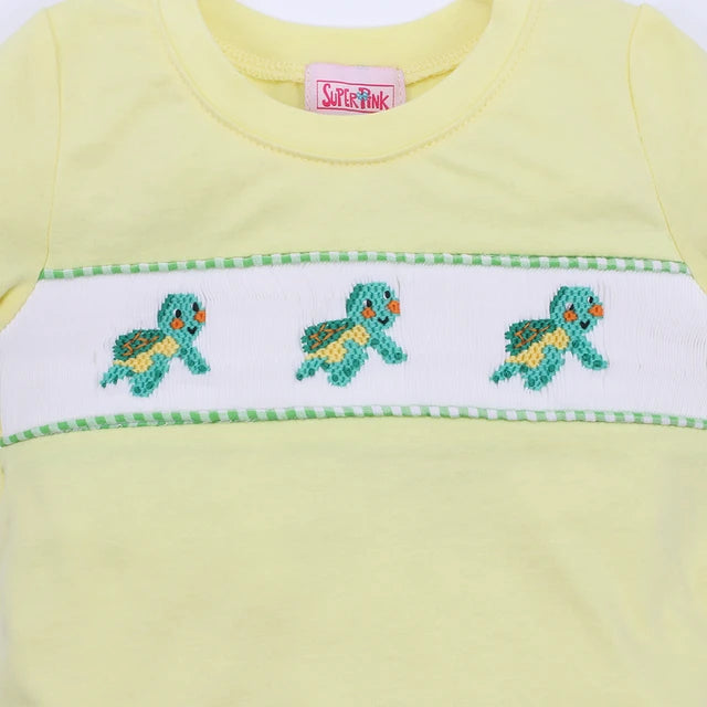 Yellow Turtle Shorts Set