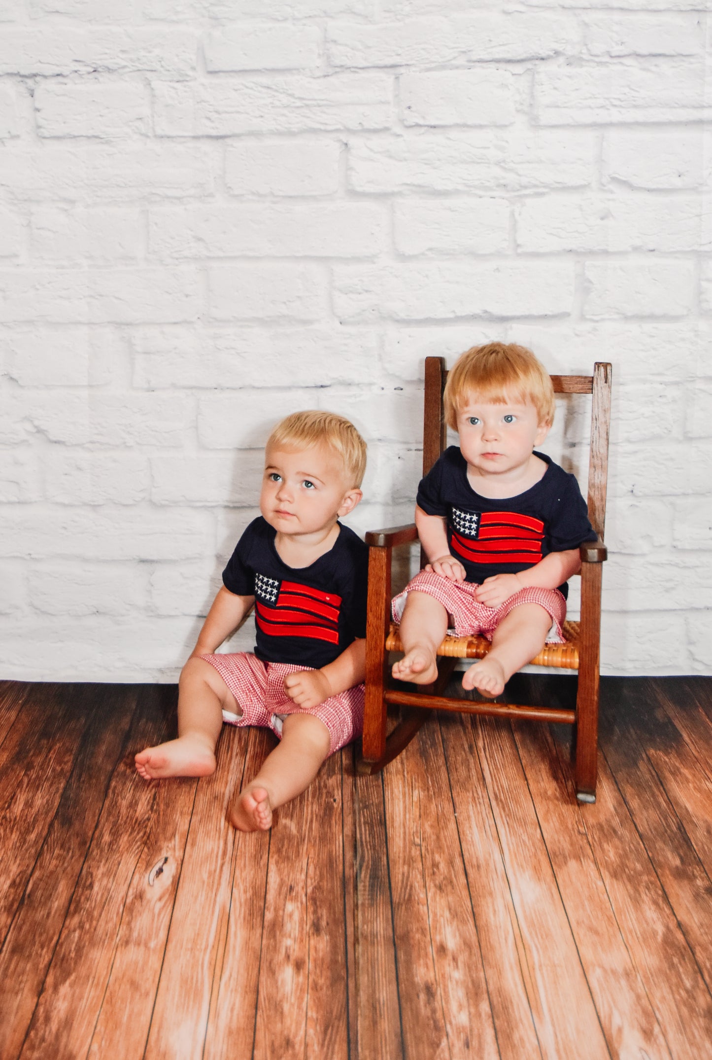 4th of July boys flag embroidered shorts sets