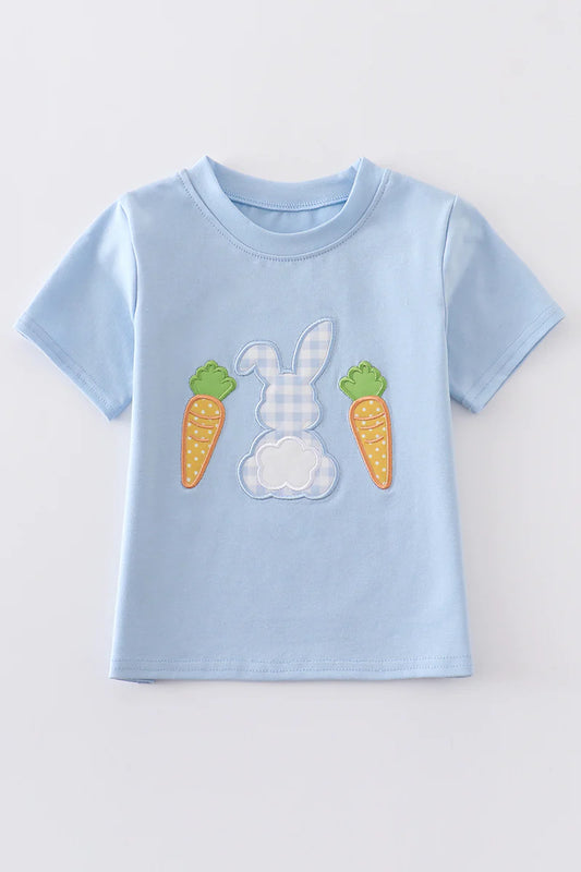 Blue Rabbit Carrot Applique Boy Top