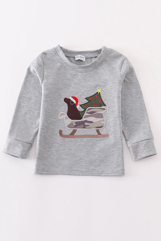 Camo Santa Sleigh Lab Applique Shirt