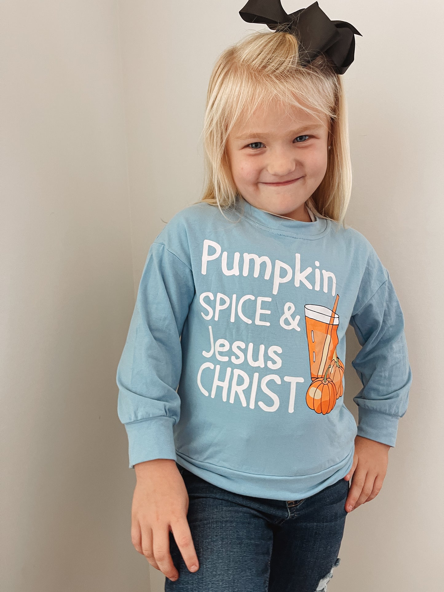 Pumpkin Blue Girl Long sleeve Shirt