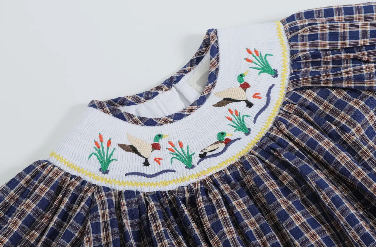 Mallard Plaid Smocked Bishop Dress