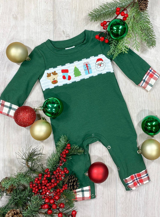 Smocked Christmas Wonderland Boys Onesie