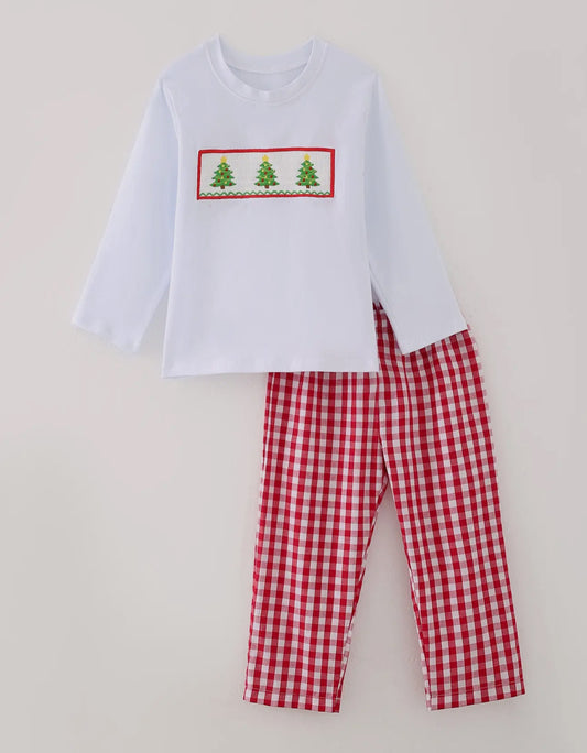 ** PRE ORDER**Christmas Tree Plaid Pants Set