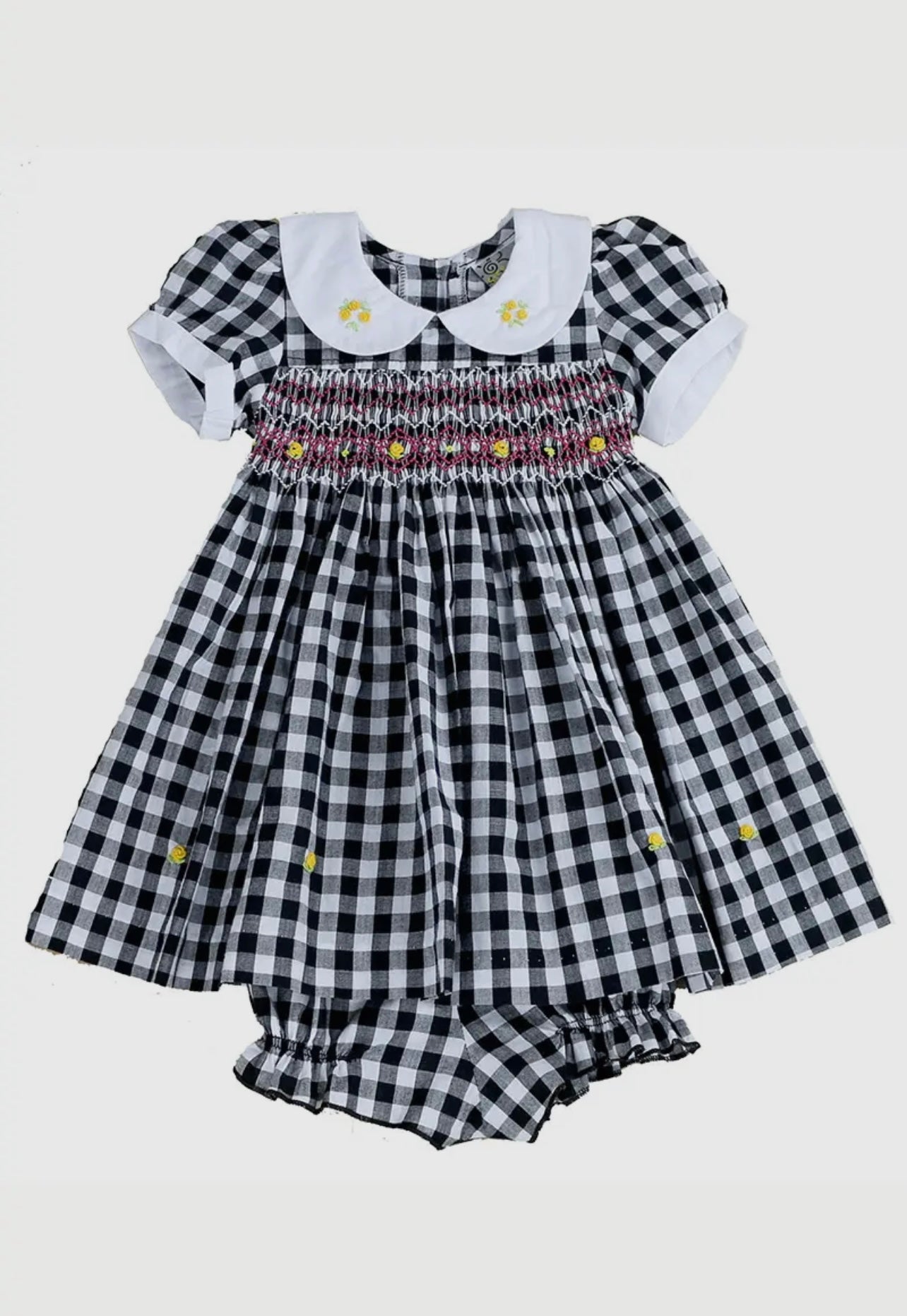 Black & White Checker Hand Smocking Dress