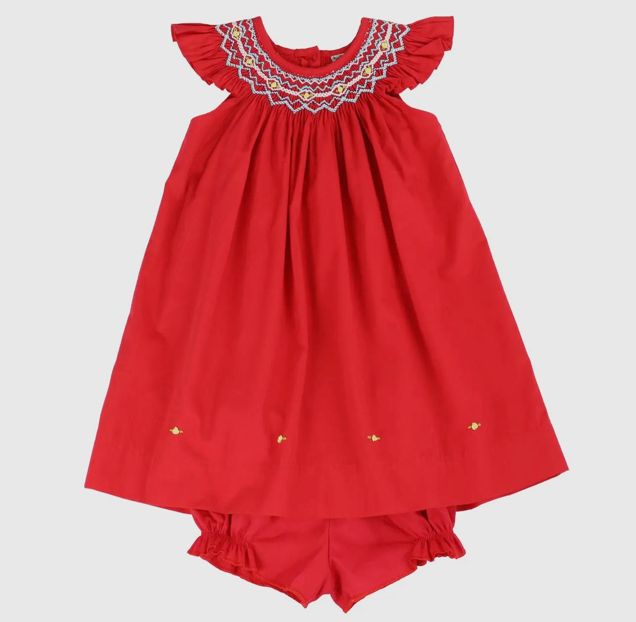 Rich Red Bishop Hand Smocking Dress